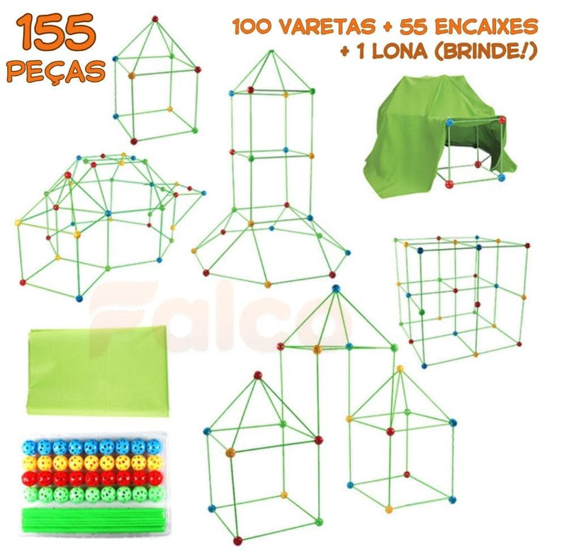 Kit de Construção Cabana Kids + Lona (BRINDE!) + Ebook Desenvolvimento Infantil (BRINDE!)